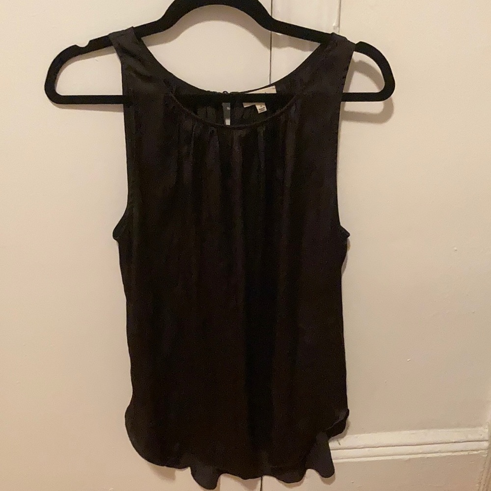 Long black silk tank top